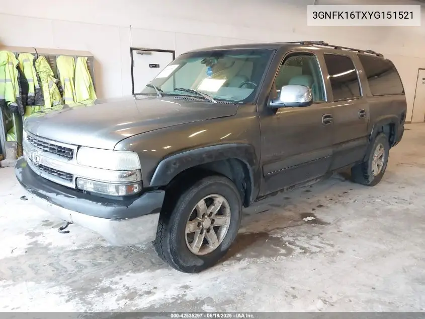 2000 Chevrolet Suburban 1500 Lt VIN: 3GNFK16TXYG151521 Lot: 42535297