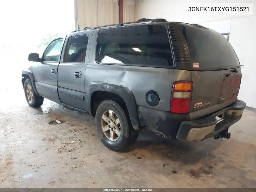 2000 Chevrolet Suburban 1500 Lt VIN: 3GNFK16TXYG151521 Lot: 42535297