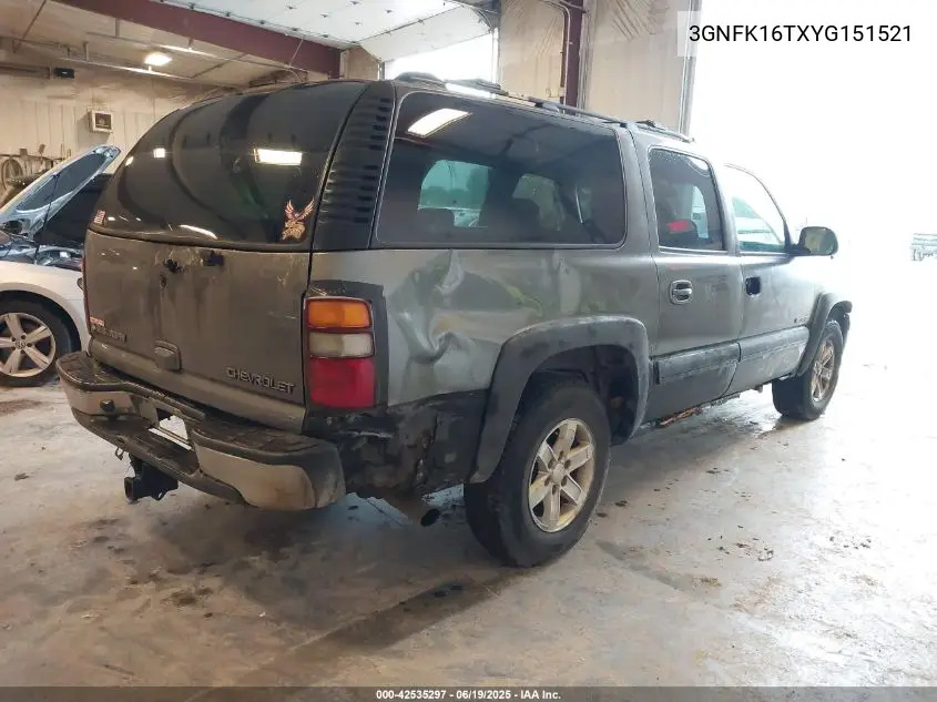 2000 Chevrolet Suburban 1500 Lt VIN: 3GNFK16TXYG151521 Lot: 42535297