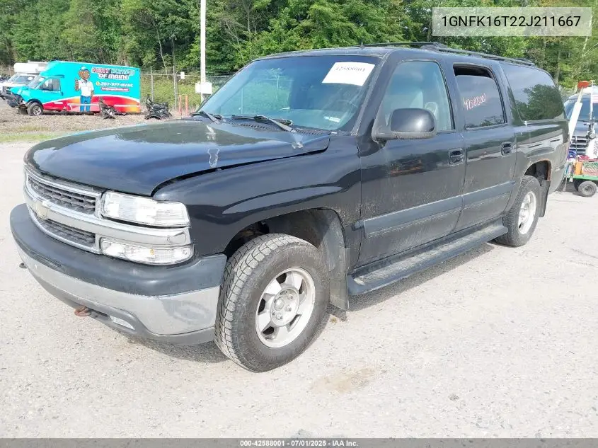 2002 Chevrolet Suburban K1500 VIN: 1GNFK16T22J211667 Lot: 42588001