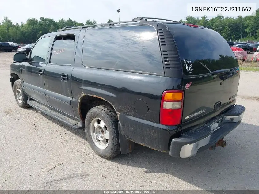 2002 Chevrolet Suburban K1500 VIN: 1GNFK16T22J211667 Lot: 42588001