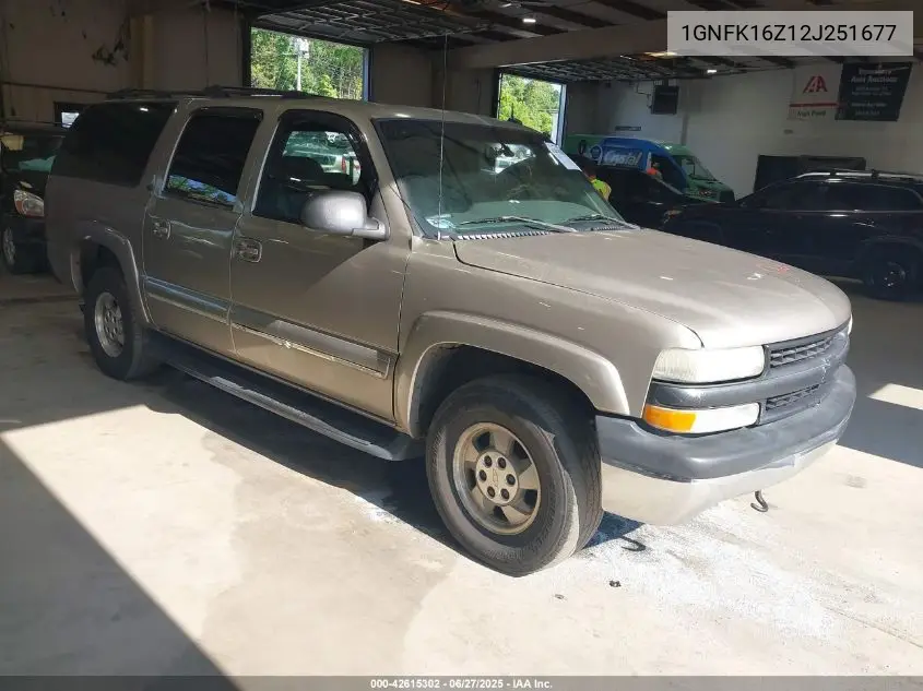 2002 Chevrolet Suburban Lt VIN: 1GNFK16Z12J251677 Lot: 42615302