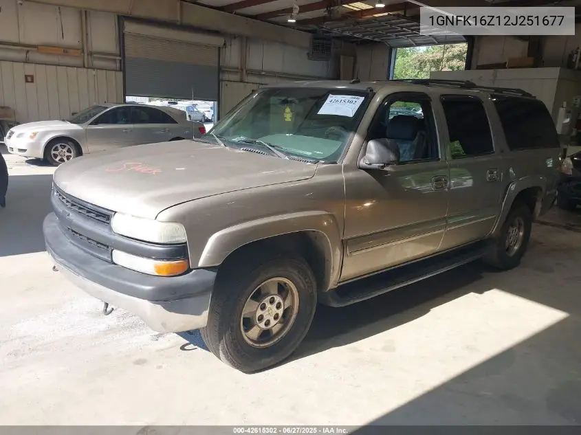 2002 Chevrolet Suburban Lt VIN: 1GNFK16Z12J251677 Lot: 42615302