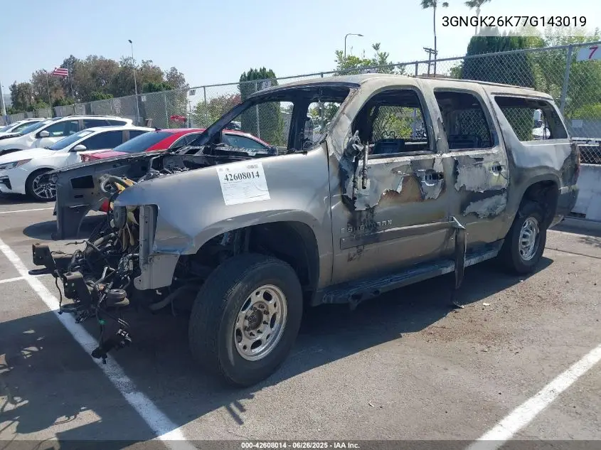 2007 Chevrolet Suburban K2500 VIN: 3GNGK26K77G143019 Lot: 42608014