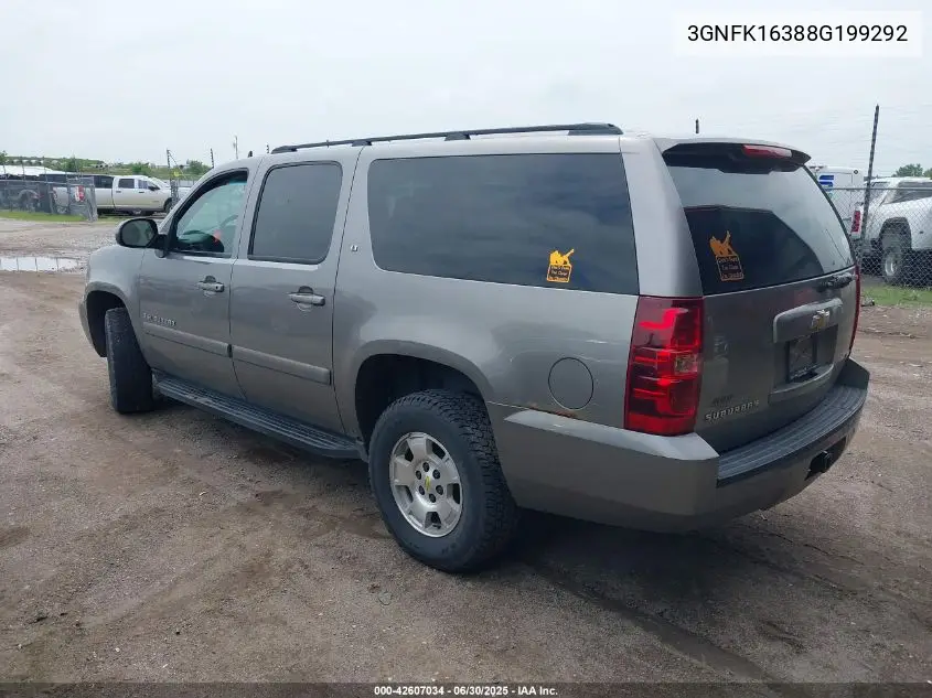 2008 Chevrolet Suburban Lt VIN: 3GNFK16388G199292 Lot: 42607034
