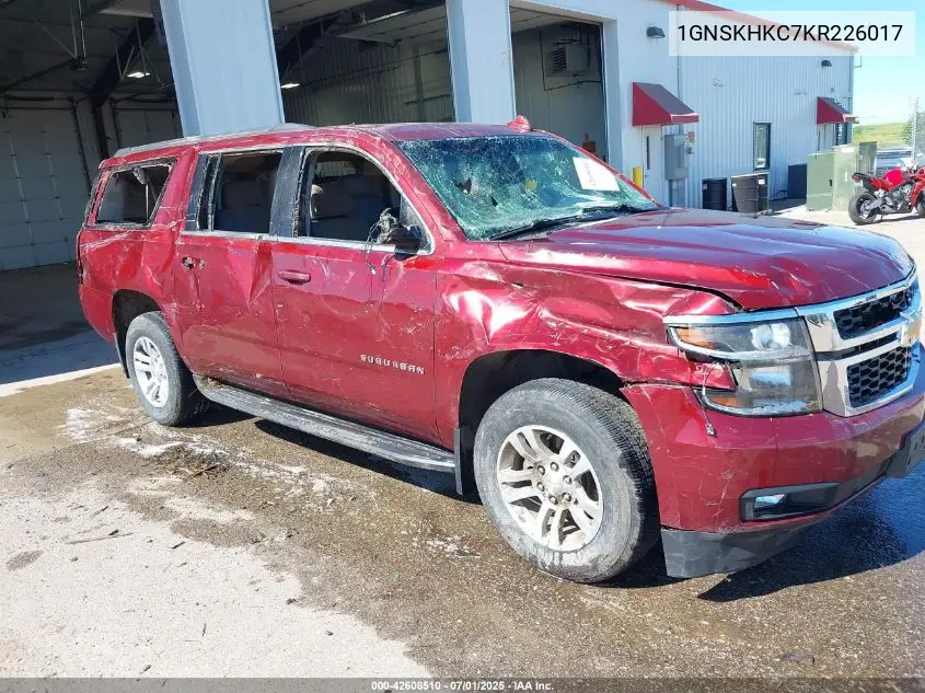 2019 Chevrolet Suburban Lt VIN: 1GNSKHKC7KR226017 Lot: 42608510