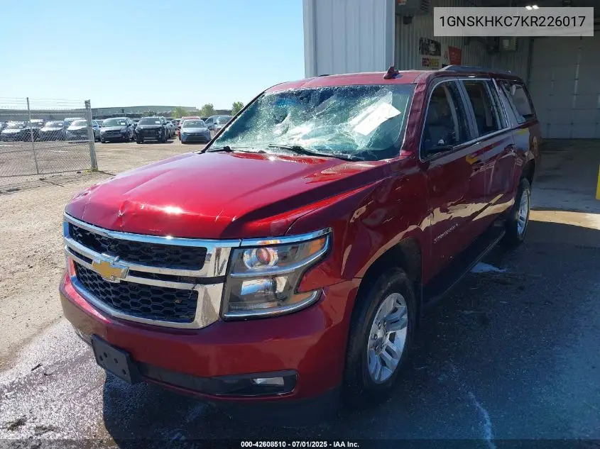 2019 Chevrolet Suburban Lt VIN: 1GNSKHKC7KR226017 Lot: 42608510