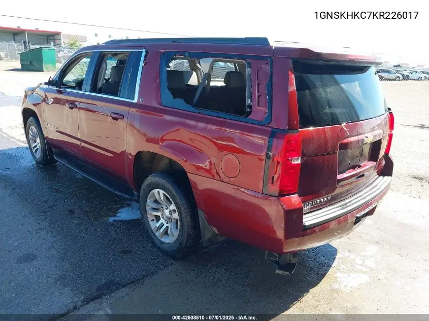 2019 Chevrolet Suburban Lt VIN: 1GNSKHKC7KR226017 Lot: 42608510