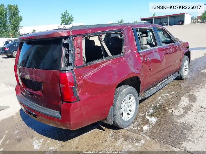 2019 Chevrolet Suburban Lt VIN: 1GNSKHKC7KR226017 Lot: 42608510