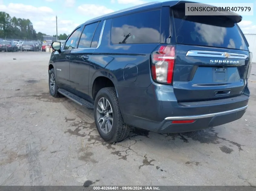 2021 Chevrolet Suburban 4Wd Lt VIN: 1GNSKCKD8MR407979 Lot: 40266401
