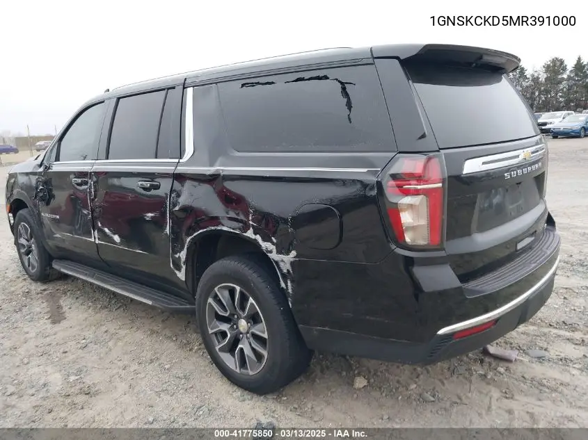 2021 Chevrolet Suburban 4Wd Lt VIN: 1GNSKCKD5MR391000 Lot: 41775850