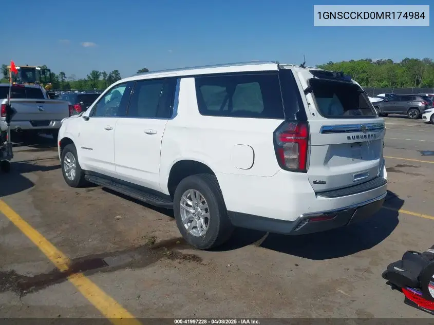 2021 Chevrolet Suburban 2Wd Lt VIN: 1GNSCCKD0MR174984 Lot: 41997228