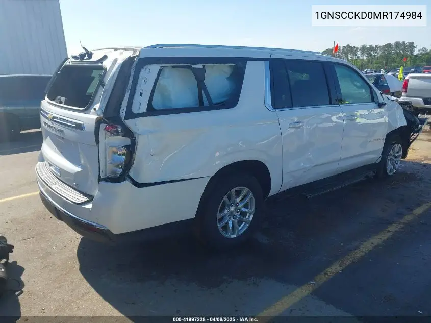 2021 Chevrolet Suburban 2Wd Lt VIN: 1GNSCCKD0MR174984 Lot: 41997228