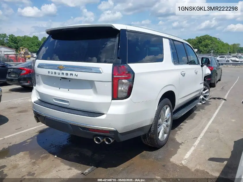 2021 Chevrolet Suburban 4Wd High Country VIN: 1GNSKGKL3MR222298 Lot: 42146715