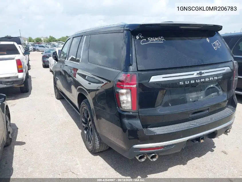 2021 Chevrolet Suburban 2Wd High Country VIN: 1GNSCGKL0MR206783 Lot: 42540867