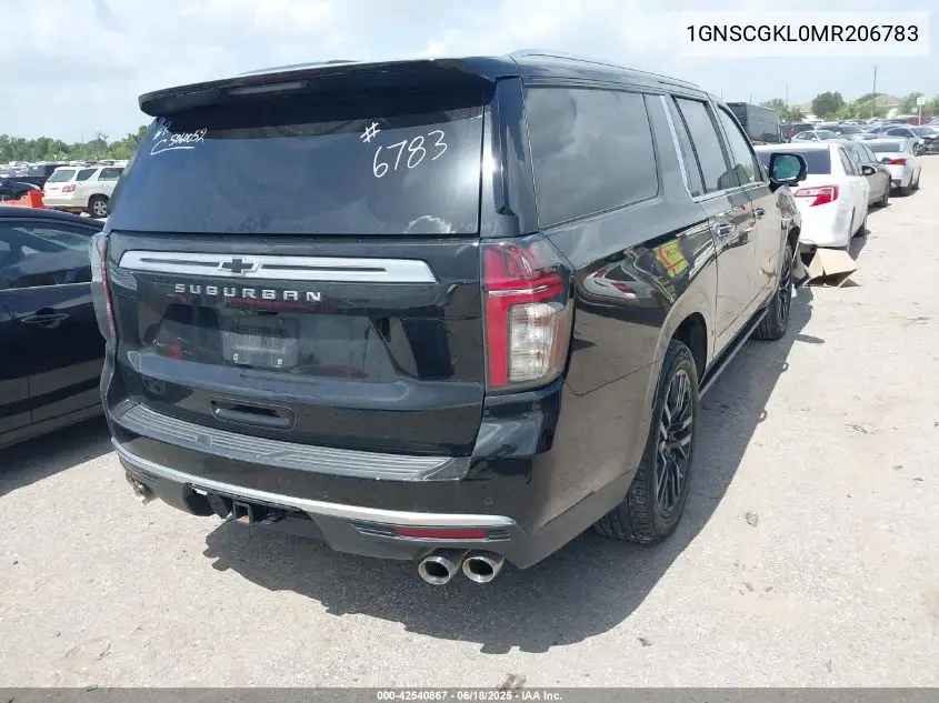 2021 Chevrolet Suburban 2Wd High Country VIN: 1GNSCGKL0MR206783 Lot: 42540867