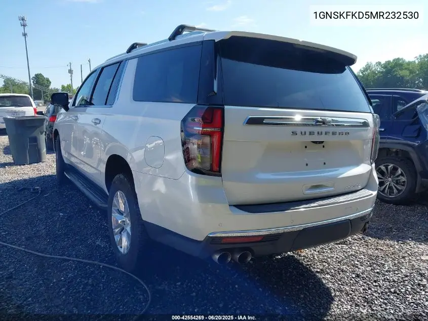 2021 Chevrolet Suburban 4Wd Premier VIN: 1GNSKFKD5MR232530 Lot: 42554269