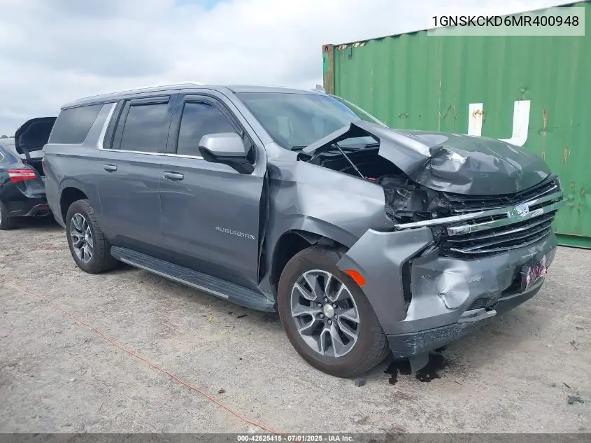 2021 Chevrolet Suburban 4Wd Lt VIN: 1GNSKCKD6MR400948 Lot: 42625415