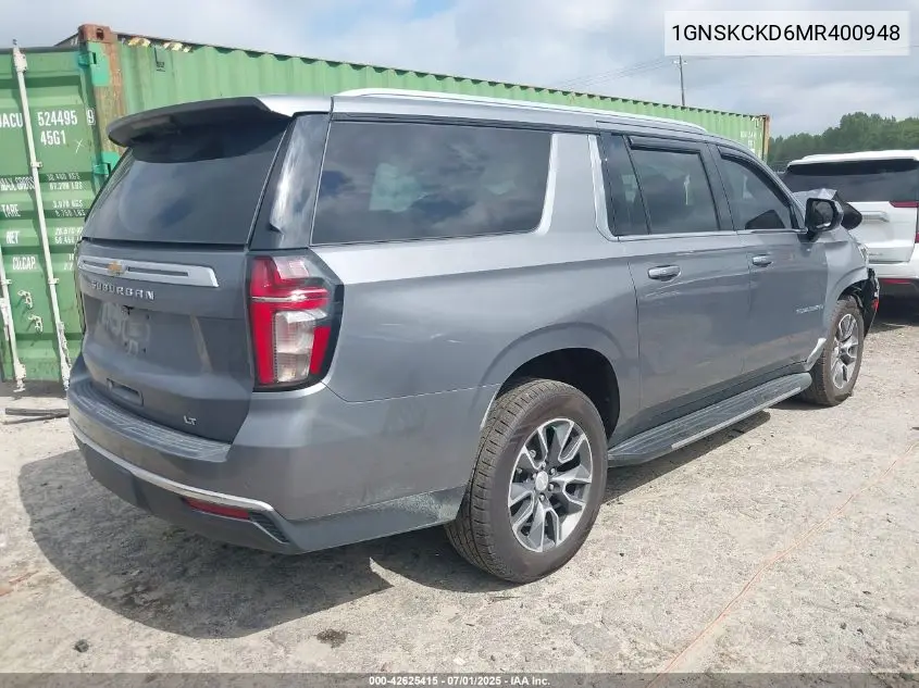 2021 Chevrolet Suburban 4Wd Lt VIN: 1GNSKCKD6MR400948 Lot: 42625415