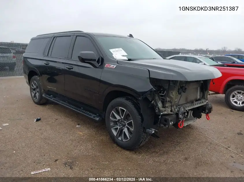 2022 Chevrolet Suburban 4Wd Z71 VIN: 1GNSKDKD3NR251387 Lot: 41566234