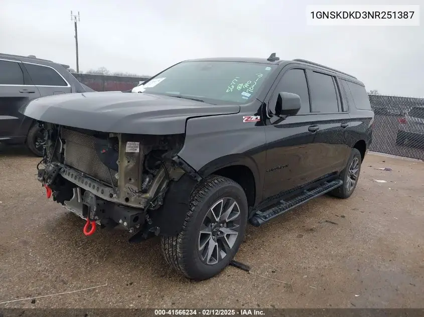 2022 Chevrolet Suburban 4Wd Z71 VIN: 1GNSKDKD3NR251387 Lot: 41566234