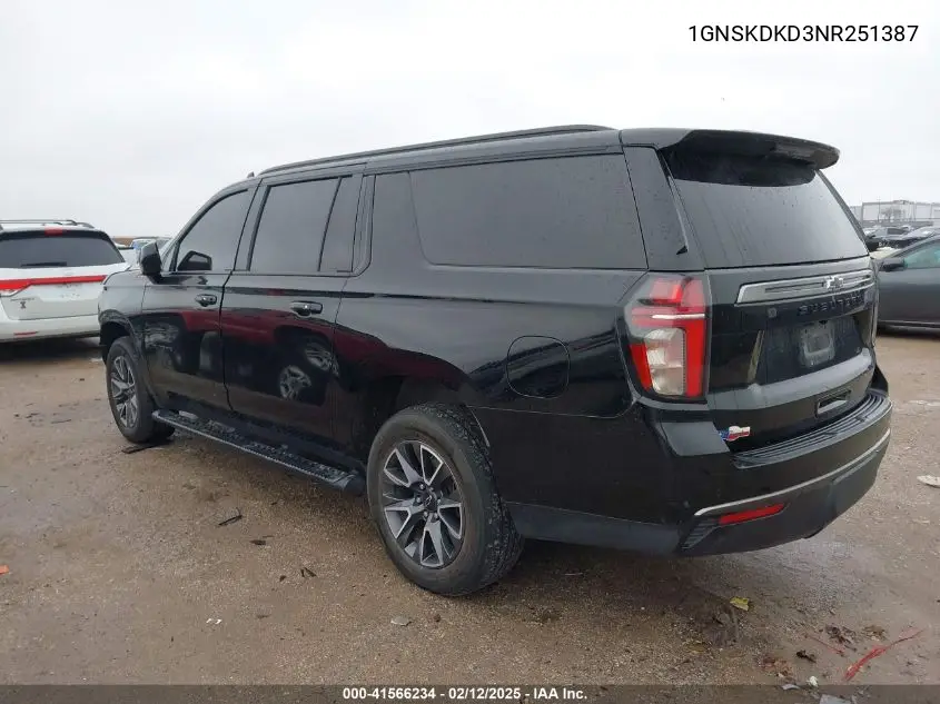 2022 Chevrolet Suburban 4Wd Z71 VIN: 1GNSKDKD3NR251387 Lot: 41566234