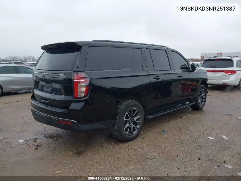 2022 Chevrolet Suburban 4Wd Z71 VIN: 1GNSKDKD3NR251387 Lot: 41566234