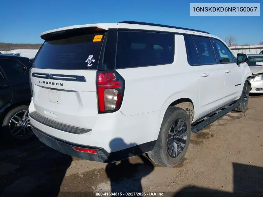 2022 Chevrolet Suburban 4Wd Z71 VIN: 1GNSKDKD6NR150067 Lot: 41684815