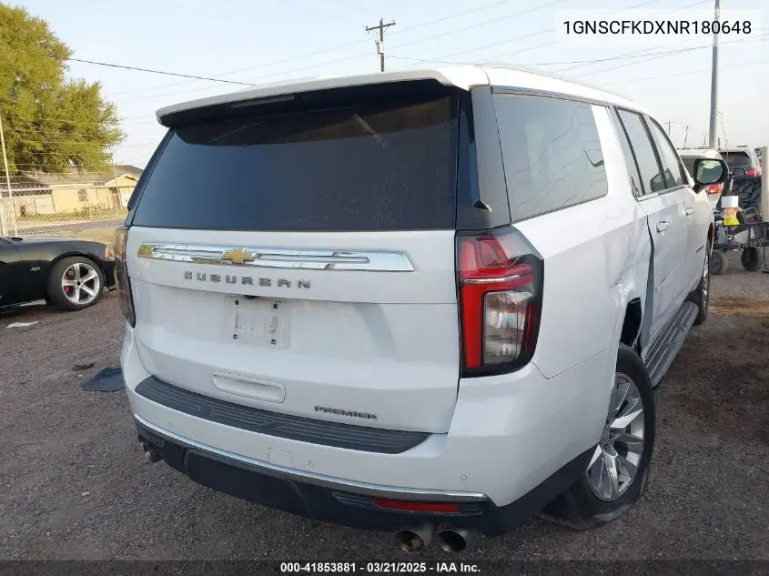 2022 Chevrolet Suburban 2Wd Premier VIN: 1GNSCFKDXNR180648 Lot: 41853881