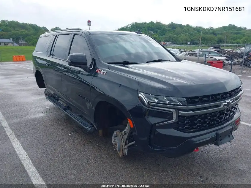 2022 Chevrolet Suburban 4Wd Z71 VIN: 1GNSKDKD7NR151681 Lot: 41991670