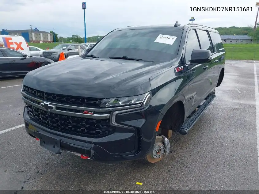 2022 Chevrolet Suburban 4Wd Z71 VIN: 1GNSKDKD7NR151681 Lot: 41991670