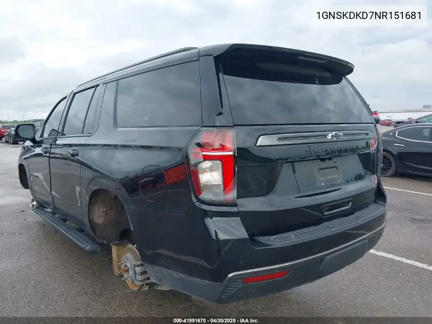 2022 Chevrolet Suburban 4Wd Z71 VIN: 1GNSKDKD7NR151681 Lot: 41991670