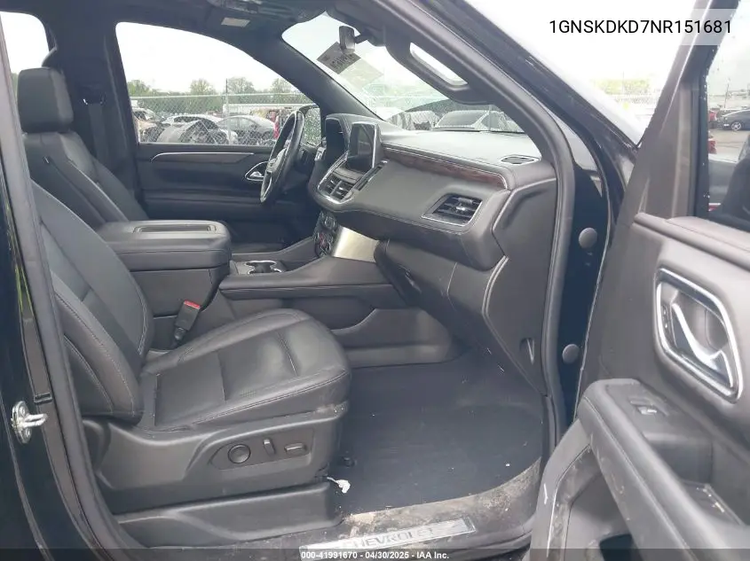 2022 Chevrolet Suburban 4Wd Z71 VIN: 1GNSKDKD7NR151681 Lot: 41991670