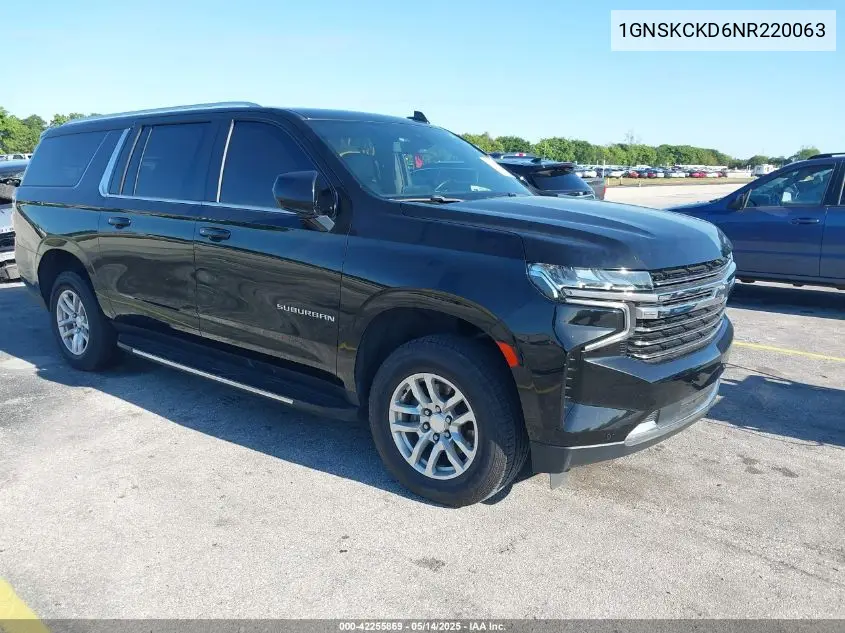 2022 Chevrolet Suburban 4Wd Lt VIN: 1GNSKCKD6NR220063 Lot: 42255869