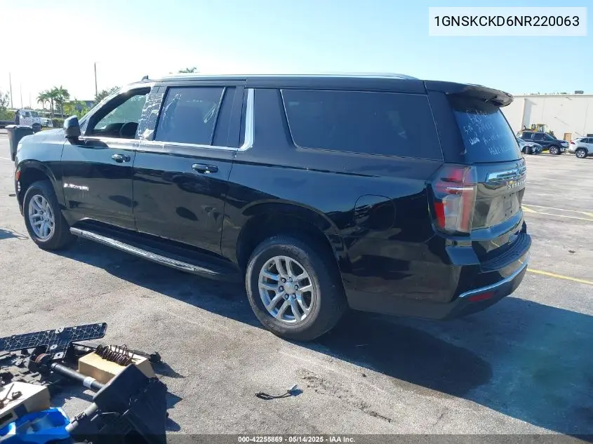 2022 Chevrolet Suburban 4Wd Lt VIN: 1GNSKCKD6NR220063 Lot: 42255869