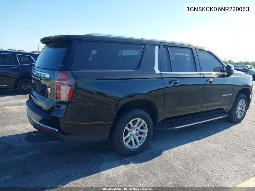 2022 Chevrolet Suburban 4Wd Lt VIN: 1GNSKCKD6NR220063 Lot: 42255869
