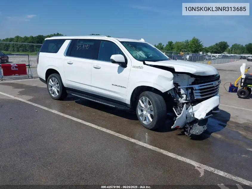 2022 Chevrolet Suburban 4Wd High Country VIN: 1GNSKGKL3NR313685 Lot: 42578190