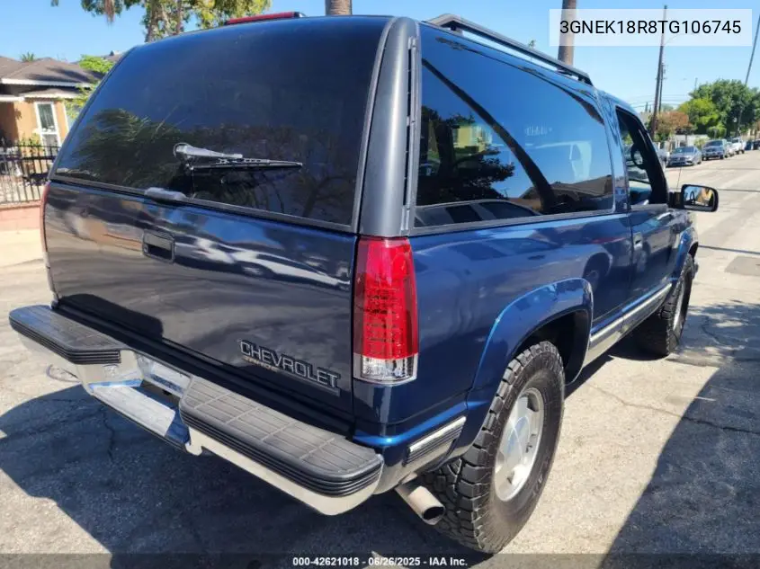 1996 Chevrolet Tahoe K1500 VIN: 3GNEK18R8TG106745 Lot: 42621018