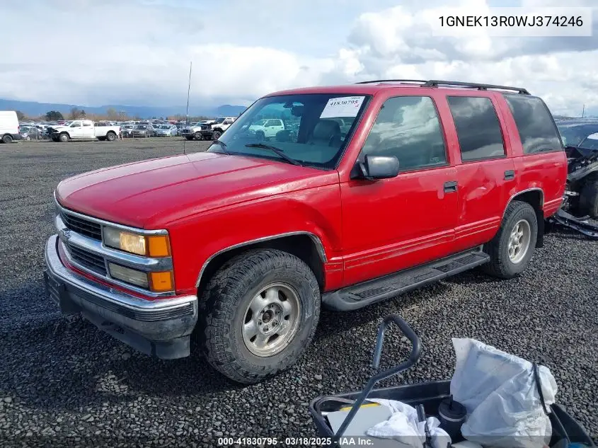 1998 Chevrolet Tahoe Ls VIN: 1GNEK13R0WJ374246 Lot: 41830795
