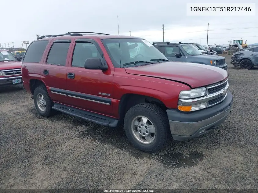 2001 Chevrolet Tahoe Ls VIN: 1GNEK13T51R217446 Lot: 41970321