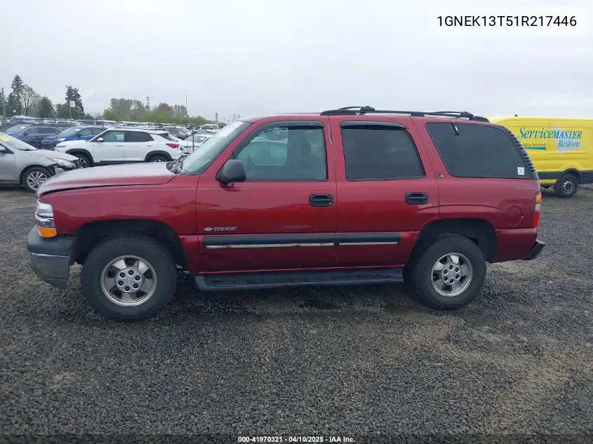 2001 Chevrolet Tahoe Ls VIN: 1GNEK13T51R217446 Lot: 41970321