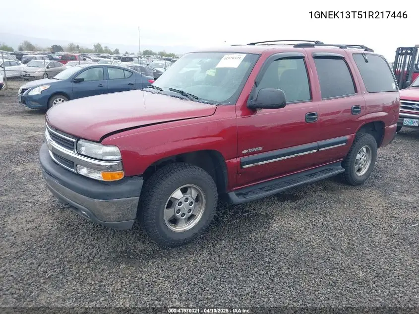 2001 Chevrolet Tahoe Ls VIN: 1GNEK13T51R217446 Lot: 41970321