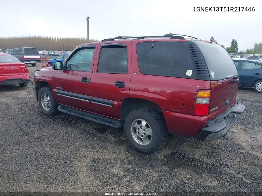 2001 Chevrolet Tahoe Ls VIN: 1GNEK13T51R217446 Lot: 41970321