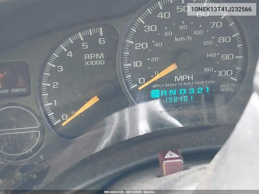 2001 Chevrolet Tahoe Lt VIN: 1GNEK13T41J232566 Lot: 42243126
