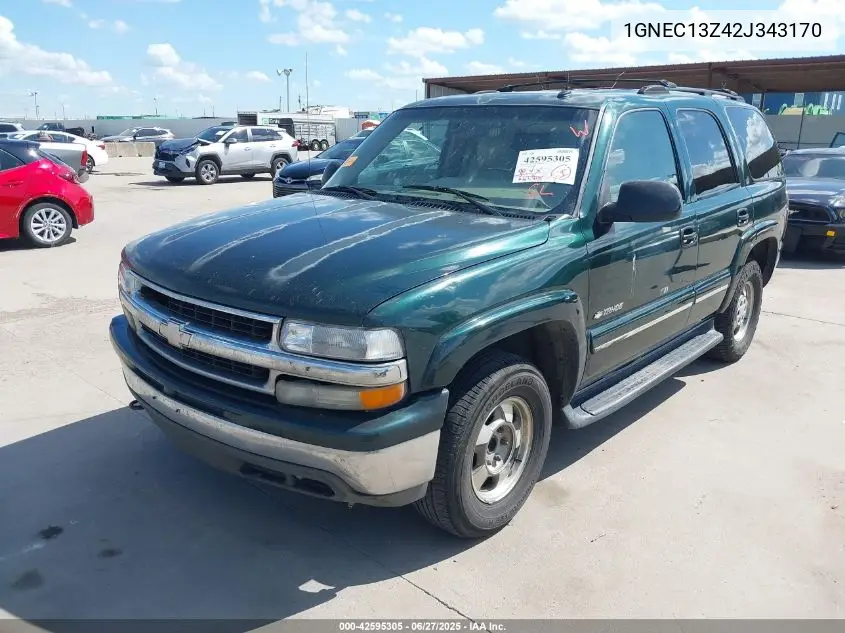 2002 Chevrolet Tahoe Lt VIN: 1GNEC13Z42J343170 Lot: 42595305