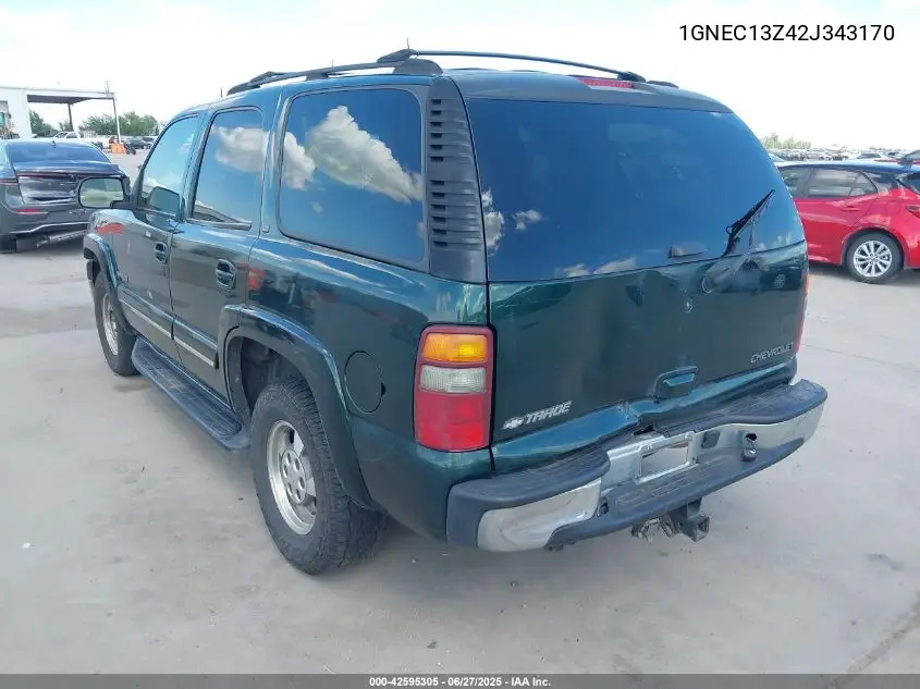 2002 Chevrolet Tahoe Lt VIN: 1GNEC13Z42J343170 Lot: 42595305