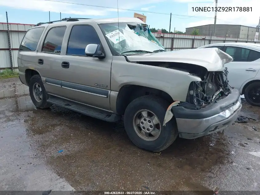2002 Chevrolet Tahoe Ls VIN: 1GNEC13Z92R178881 Lot: 42622533