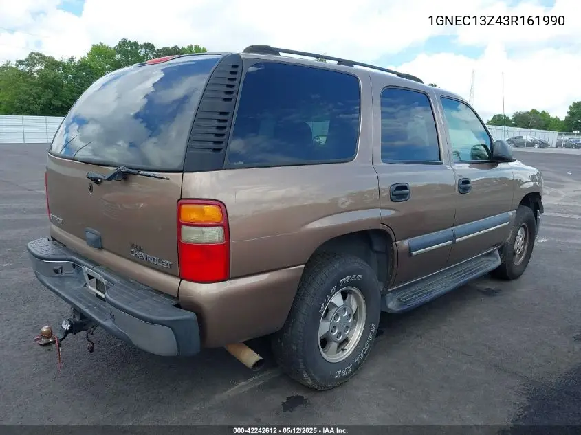 2003 Chevrolet Tahoe Ls VIN: 1GNEC13Z43R161990 Lot: 42242612