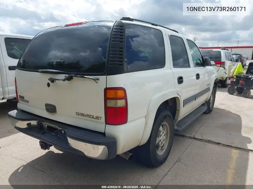2003 Chevrolet Tahoe Ls VIN: 1GNEC13V73R260171 Lot: 42582419