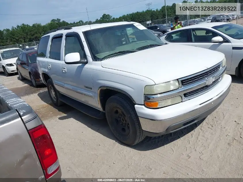2003 Chevrolet Tahoe Lt VIN: 1GNEC13Z83R289522 Lot: 42598683